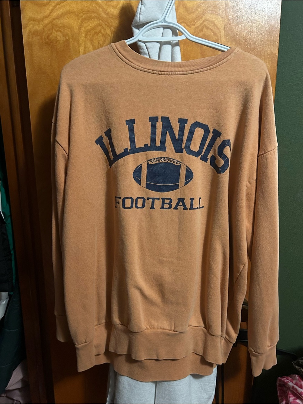 Russell Athletic Tan Illinois Football Crewneck Sweatshirt with Navy Print
